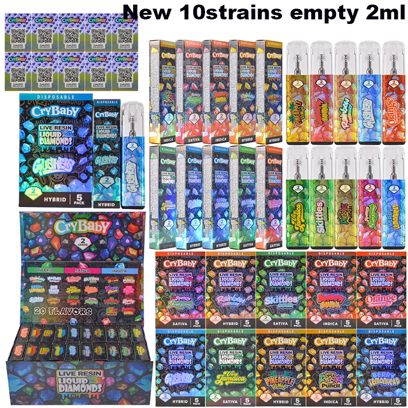 newest USA warehouse Crybaby disposable empty 2000mg CBD vape pen Skittles flavor