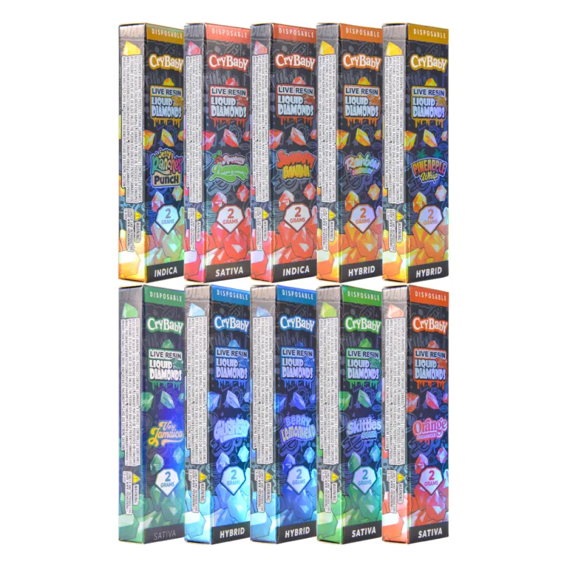 newest USA warehouse Crybaby disposable empty 2000mg CBD vape pen Skittles flavor