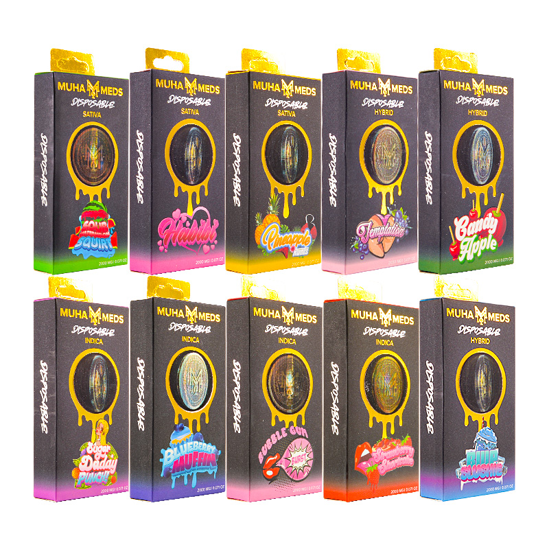 2024 Best MUHA MEDS MAVRICKS 2000MG empty vape pen all black Candyapple flavor
