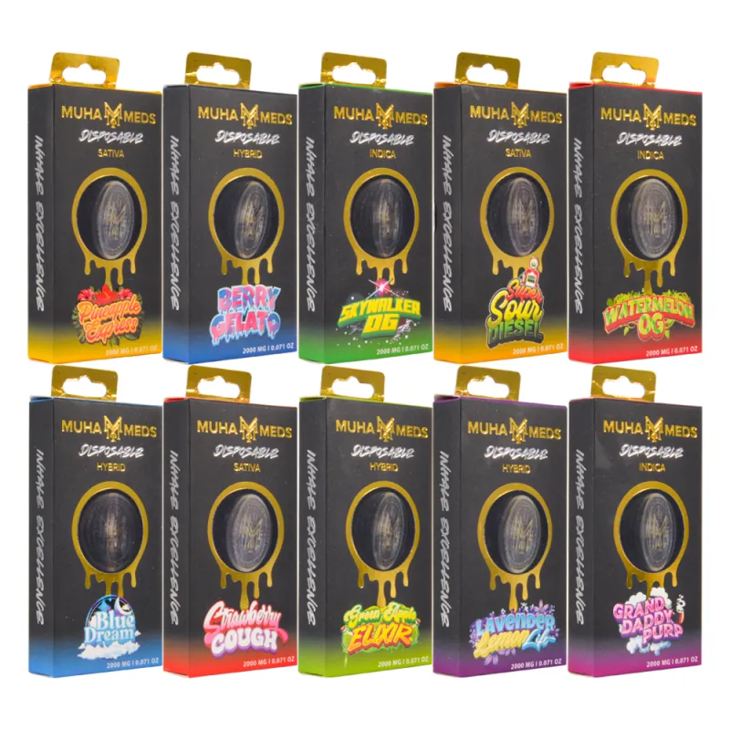 2025 new 10 strains empty THC Muha Meds Disposable Vape Pen 2gram with light