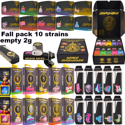 wholesale fall pack 10 strains empty muha meds 2g disposable vape pen premium extracts 01