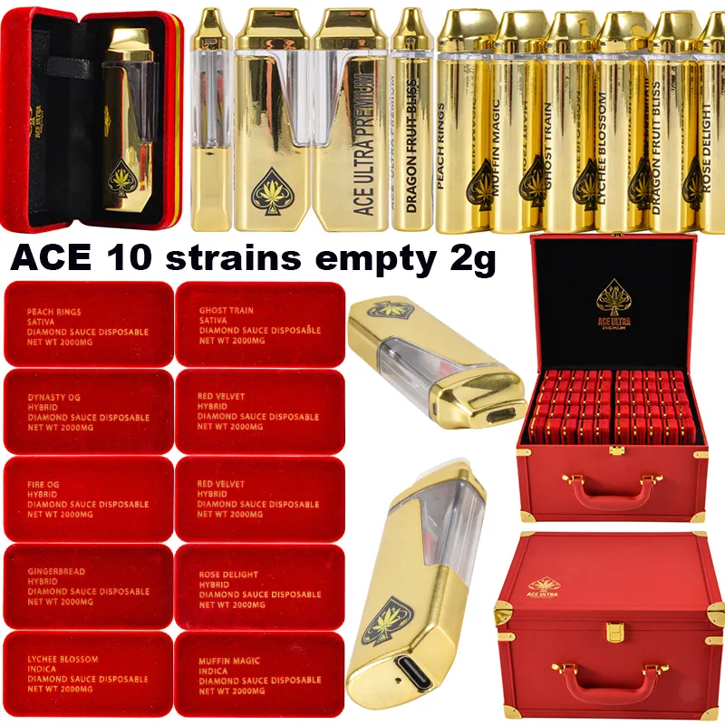 2025 New ACE ultra premium disposable 2g 2ml empty vapes 10 strains in stock muha meds