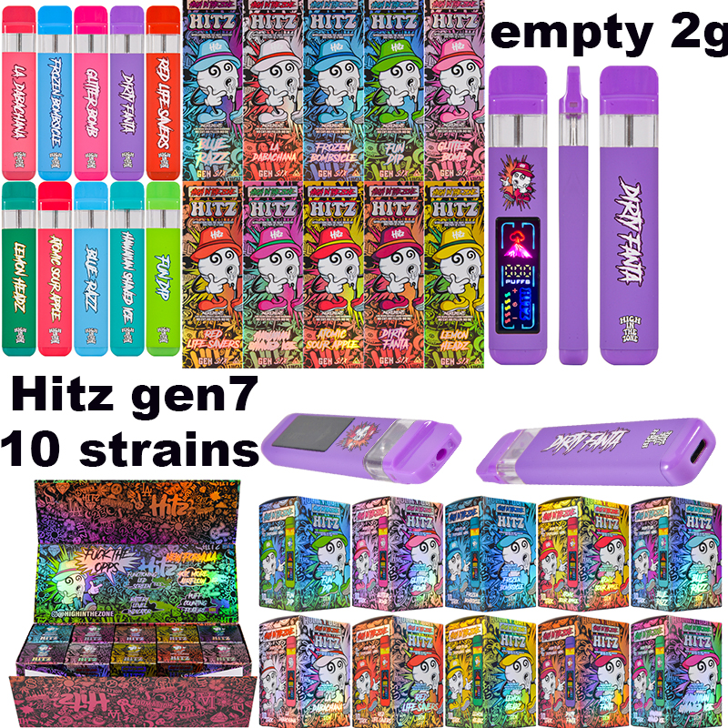 Wholesale cbd hitz gen6 empty 2000mg disposable vape with digital screen 10 strains