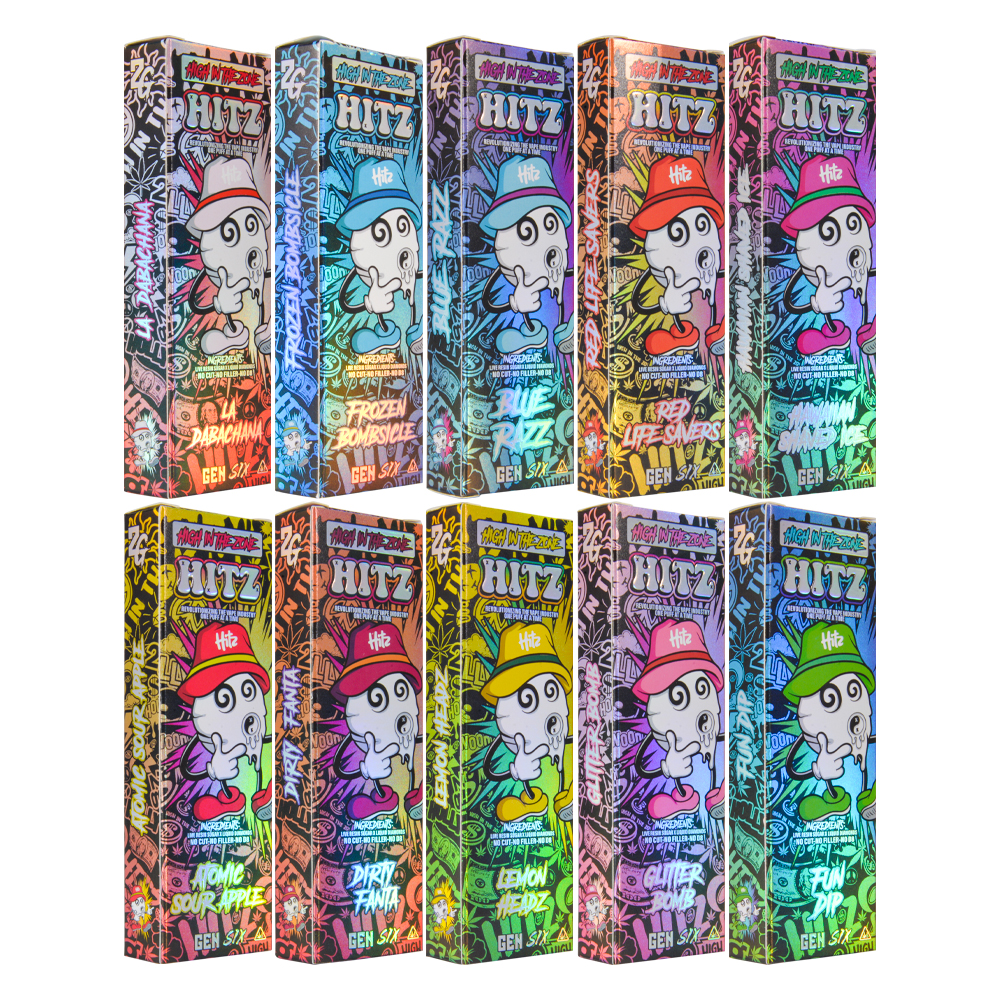 Wholesale cbd hitz gen6 empty 2000mg disposable vape with digital screen 10 strains
