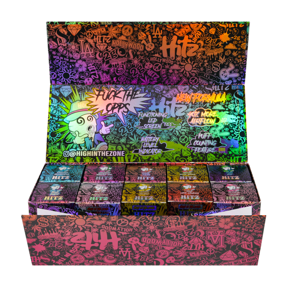 Wholesale cbd hitz gen6 empty 2000mg disposable vape with digital screen 10 strains