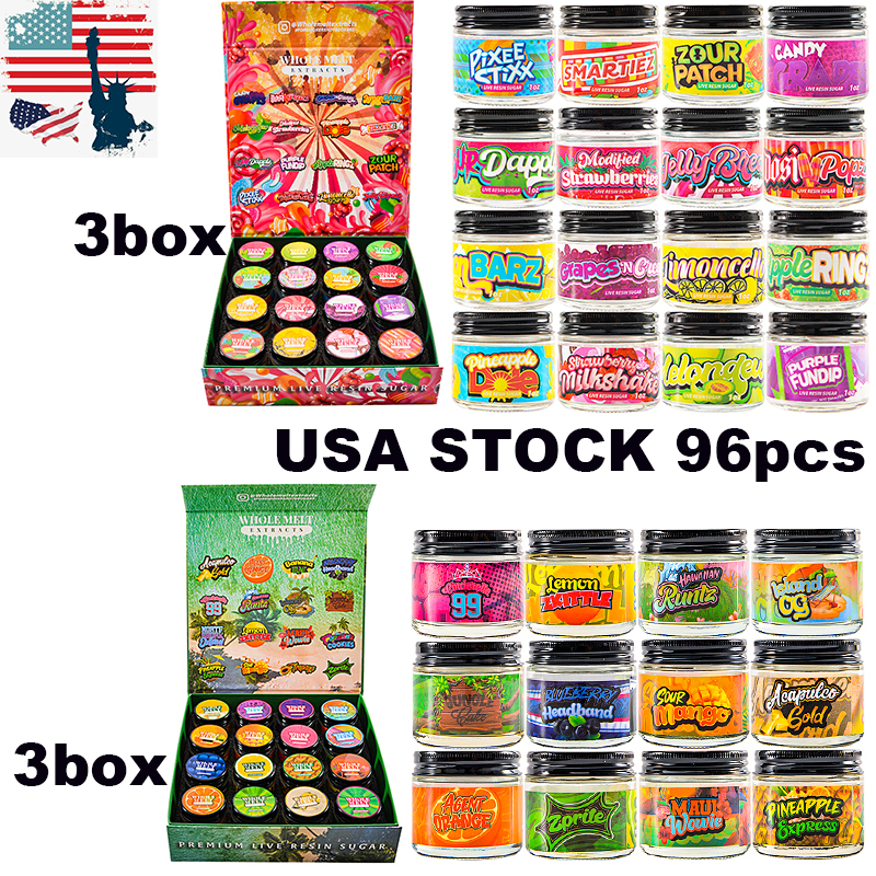 USA STOCK Whole melt extracts live resin sugar empty glass jars 16 strains 1OZ baller 