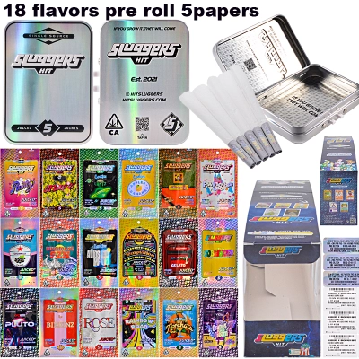 USA warehouse Sluggers Hit Pre Rolls for Sale 18 strains 5pcs papers THC Infused 01