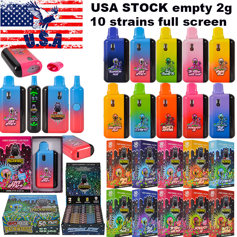 USA STOCK Empty 2000mg disposable gas house x packwoods live resin liquid diamonds in stock