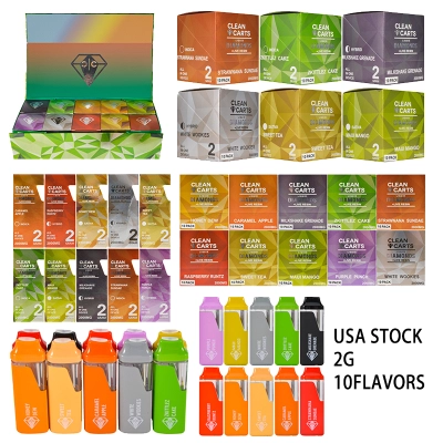 USA Warehouse Clean Carts 2G Rechargeable Disposable Vape Pen 500pcs/Lot 01