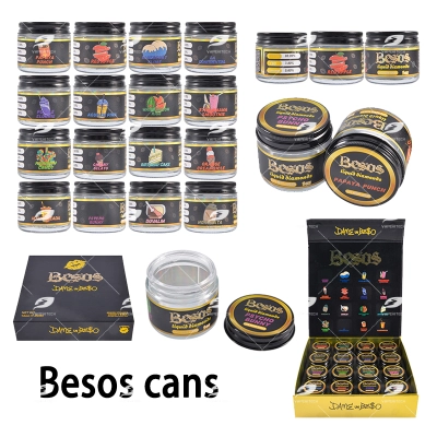 Besos 1oz Concentrate Glass Jars 16 Flavors Black Flip-Top Box 01