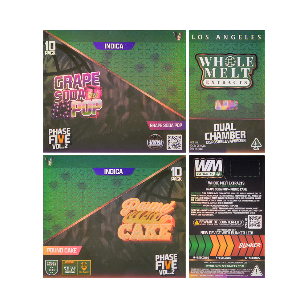 USA Stock Whole Melt Extracts Phase Five V2 2G Disposable Vape Pen