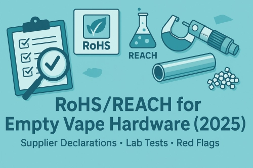RoHS/REACH for Empty Vape Hardware (2025): Supplier Declarations, Lab Tests & Red Flags