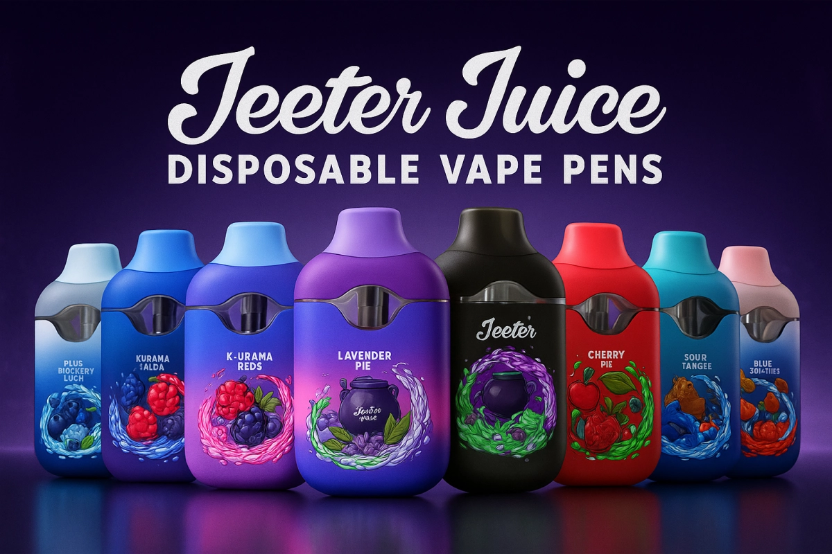 Top 5 Jeeter Juice disposable vape pens — lineup of 1G and 2G models (screen/no-screen) for a how-to choose guide