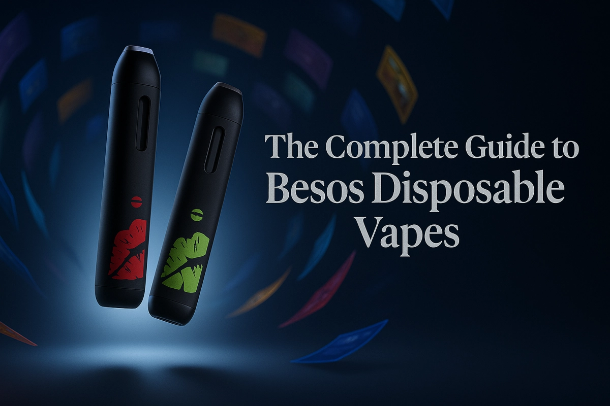 Lineup of Besos disposable vape hardware in soft lighting, highlighting features, varieties and usage for B2B buyers