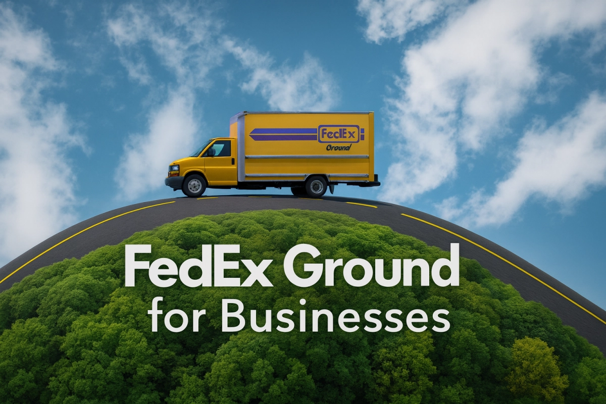 FedEx Ground delivery truck and packages representing fedexgroud business shipping services