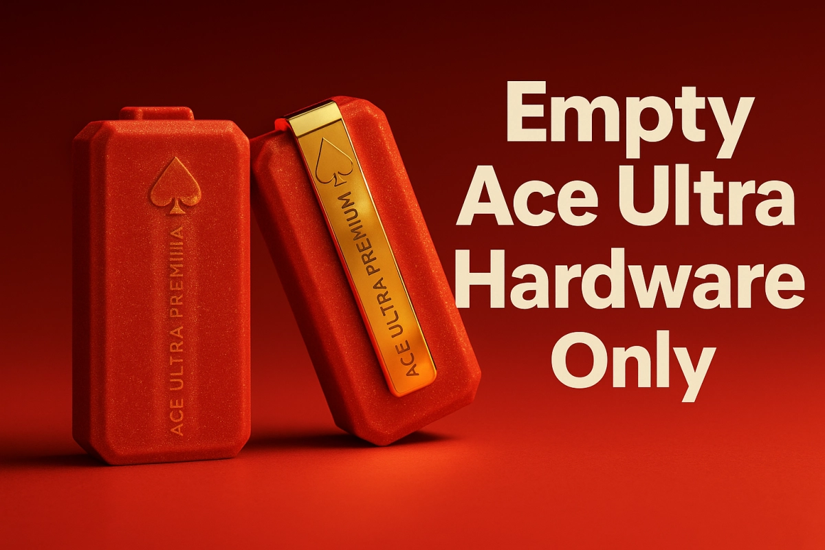 Empty Ace Ultra hardware shells and packaging showing safe Ace sourcing for B2B buyers