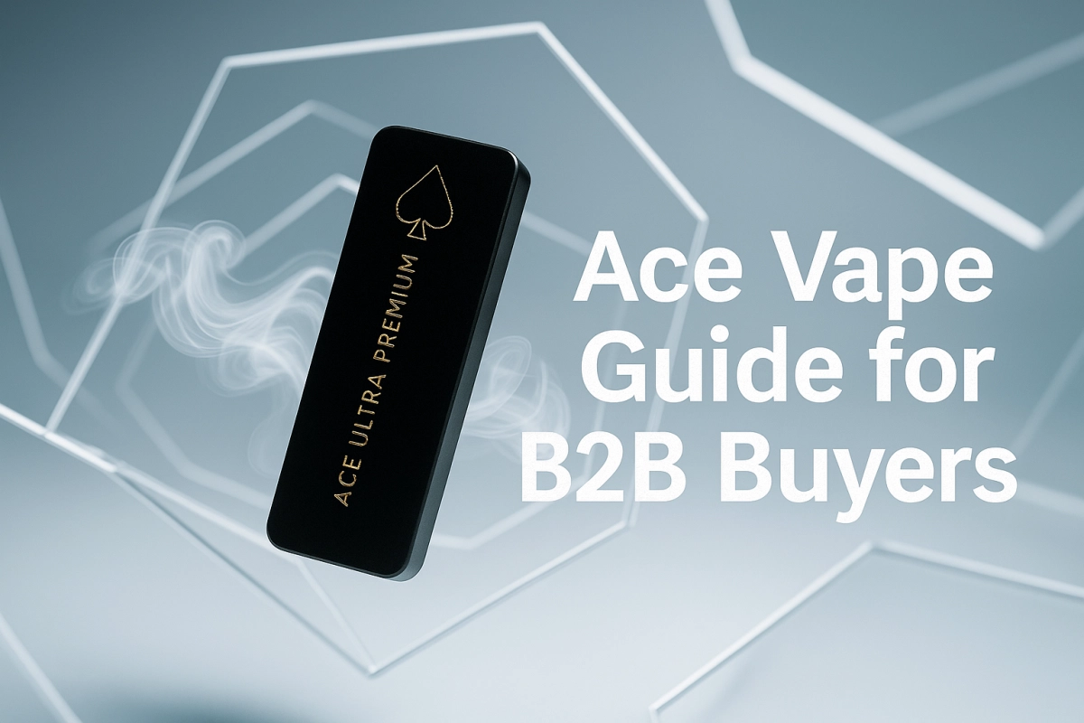 Empty ace vape 1 g and 2 g devices lined up for B2B hardware buyers