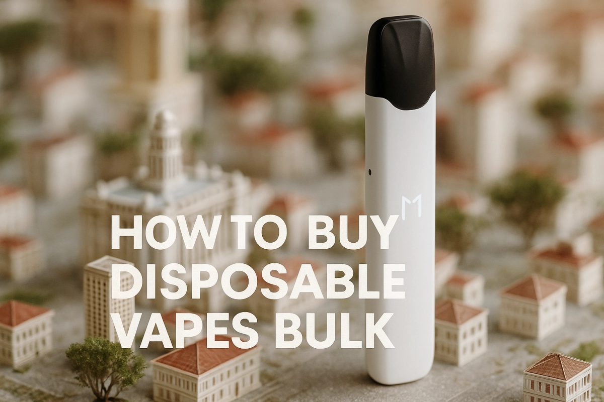 Bulk procurement checklist beside labeled master cartons for empty disposable vape hardware, highlighting MOQ tiers and supplier scorecard review.