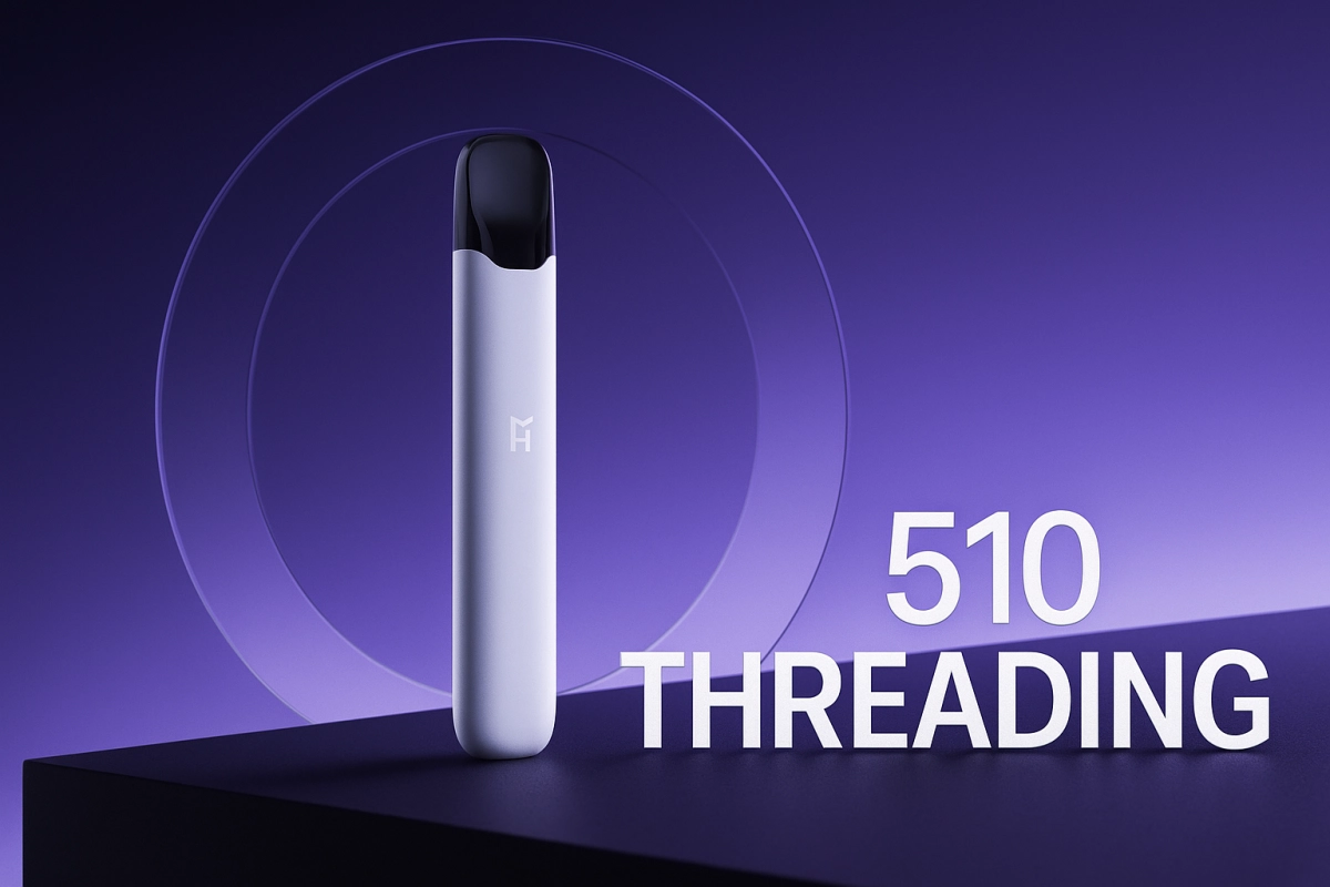 Soft-lit close-up of empty 510-thread cartridges and a 510 battery connector (hardware only)