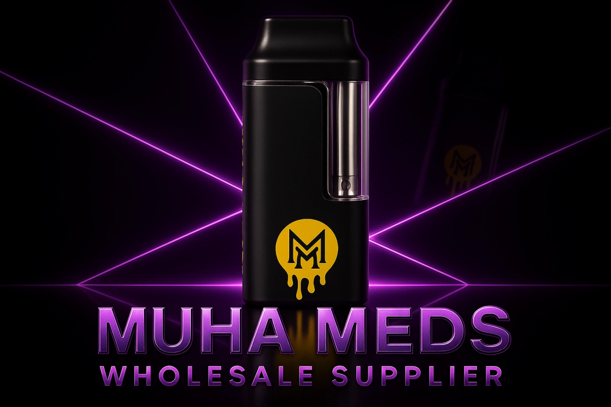 Warehouse procurement team reviewing a Muha Meds wholesale vetting checklist with carton label photos, lot codes, and traceability paperwork (empty only).