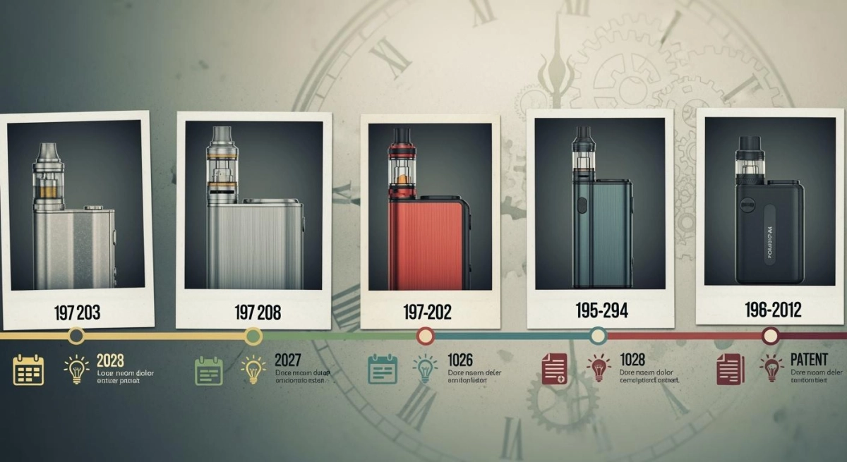When were vapes invented timeline showing the 1963/1965 Gilbert patent and 2003 Hon Lik breakthrough