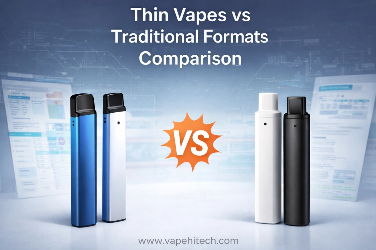 Thin vapes vs traditional formats comparison for performance and portability (empty only)