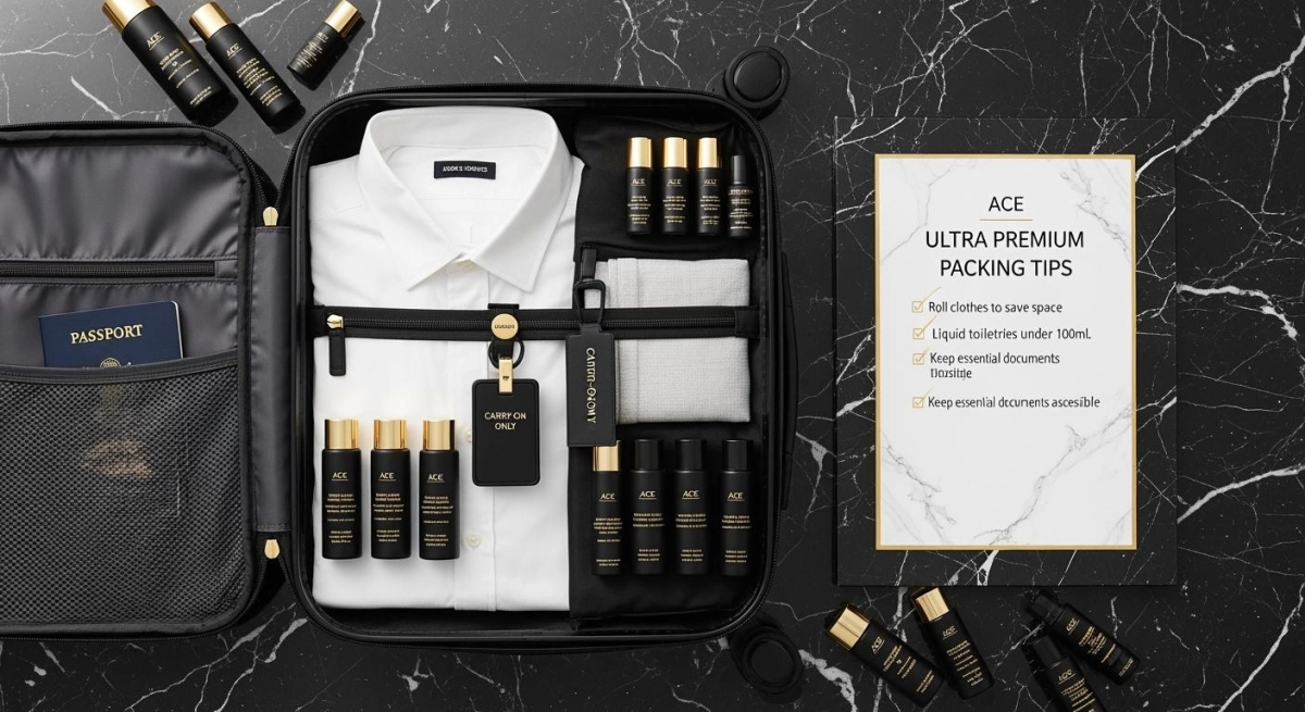 Ace Ultra Premium TSA carry-on packing checklist for empty-only disposables