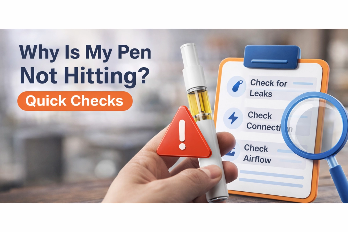 Empty only vape pen quick-check checklist highlighting airflow openings and contact points when a pen won’t hit
