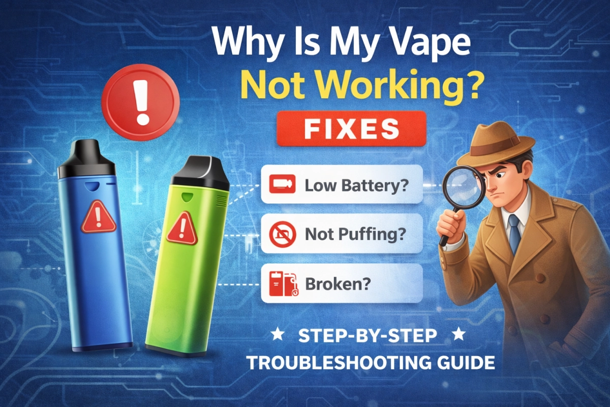 Vape not working troubleshooting checklist (empty only): airflow, contacts, clogs, leaks.