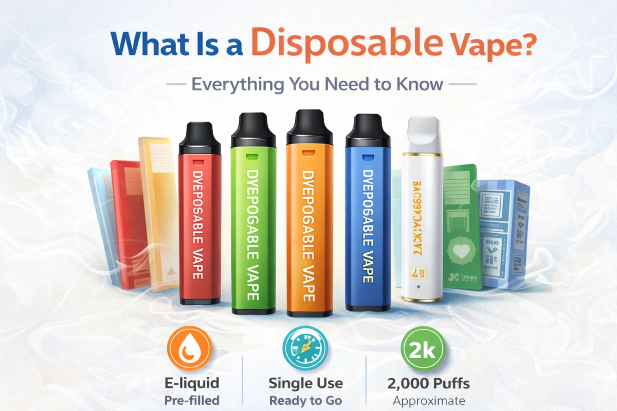 What is a disposable vape (empty only): single-use vape format with airflow path and mouthpiece.