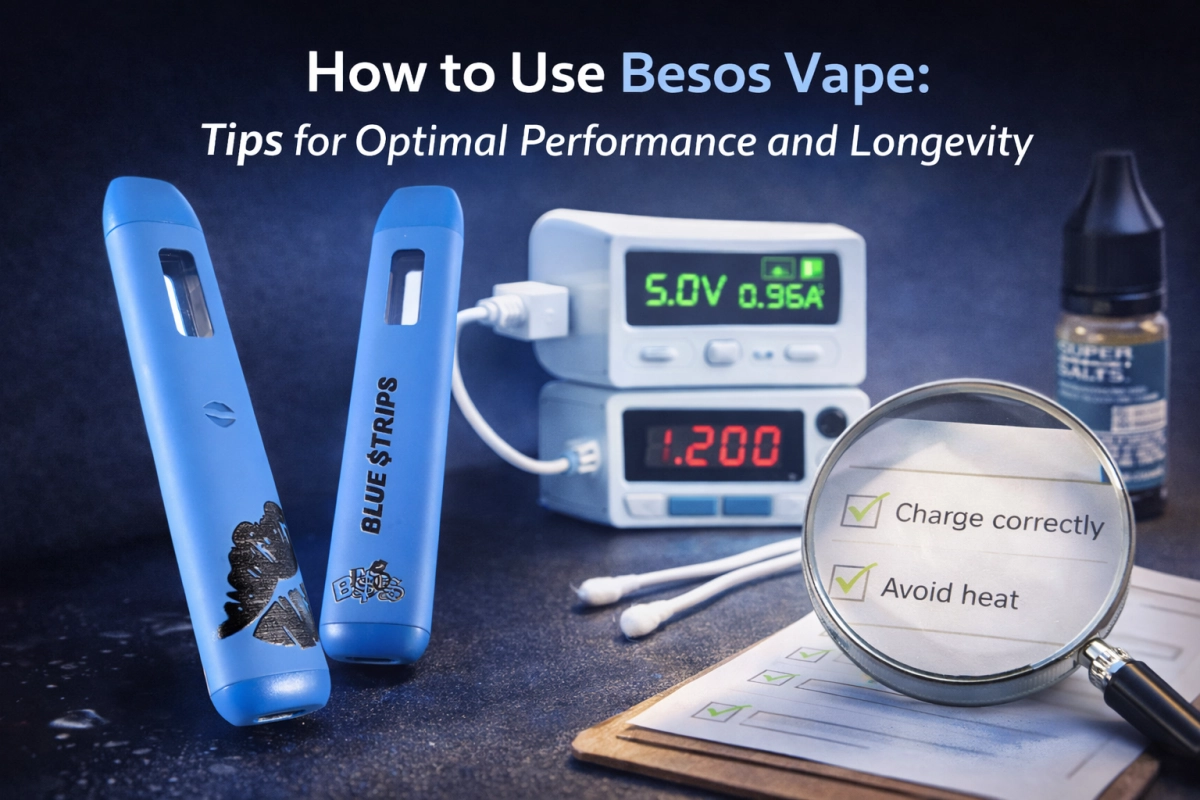 Besos vape (empty only) quick-start checklist with draw cadence, condensation control, and storage tips