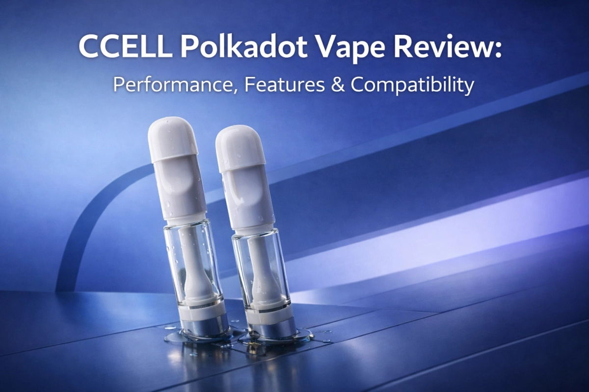 Polkadot vape device components (empty only) showing ceramic core, seals, and airflow path for compatibility inspection