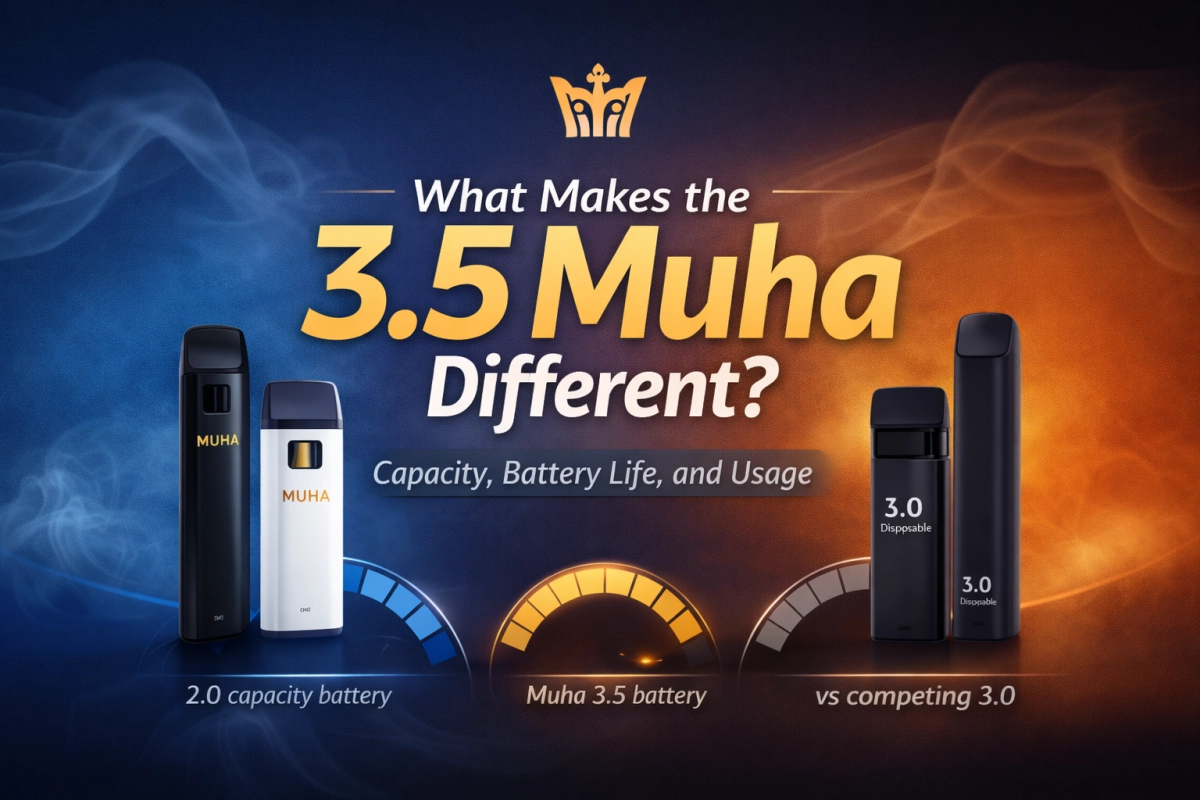 3.5 Muha empty-only guide cover showing a disposable shell with capacity, runtime, and performance checklist callouts