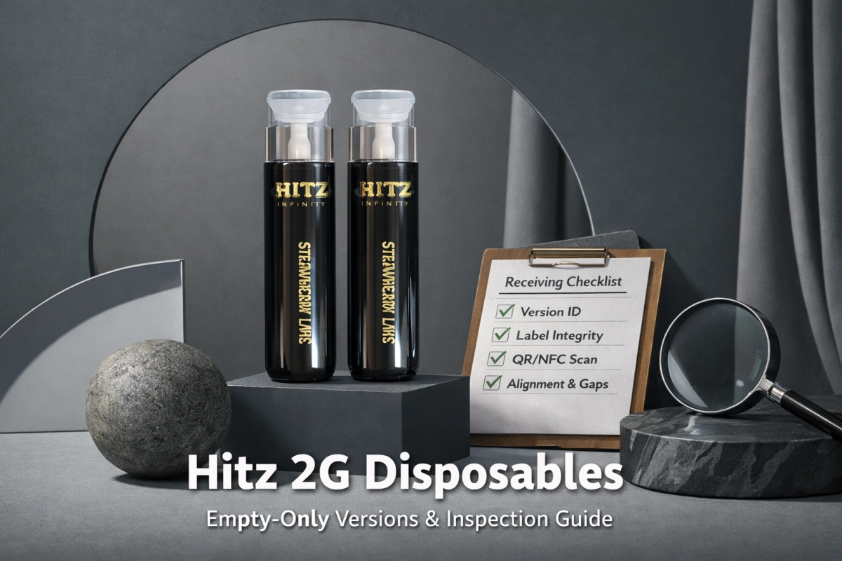 Hitz 2G disposables empty-only guide cover showing version cues and receiving checklist