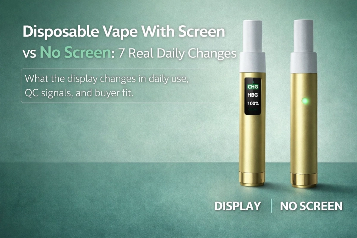 Empty-only guide to disposable vape screen comparison: what a display changes in daily use, which QC signals matter, and when screen or no-screen fits better.