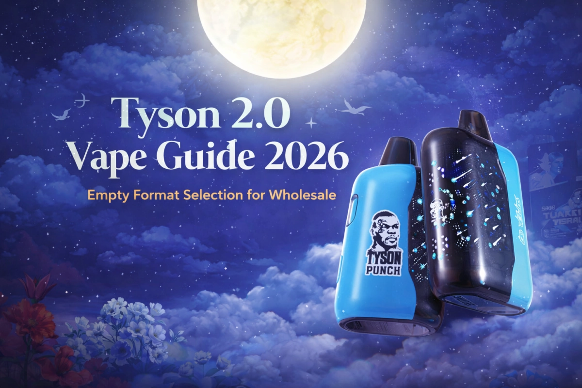 Tyson 2.0 lineup cover showing 1g and 2g empty formats, screen variants, and wholesale model comparison for 2026