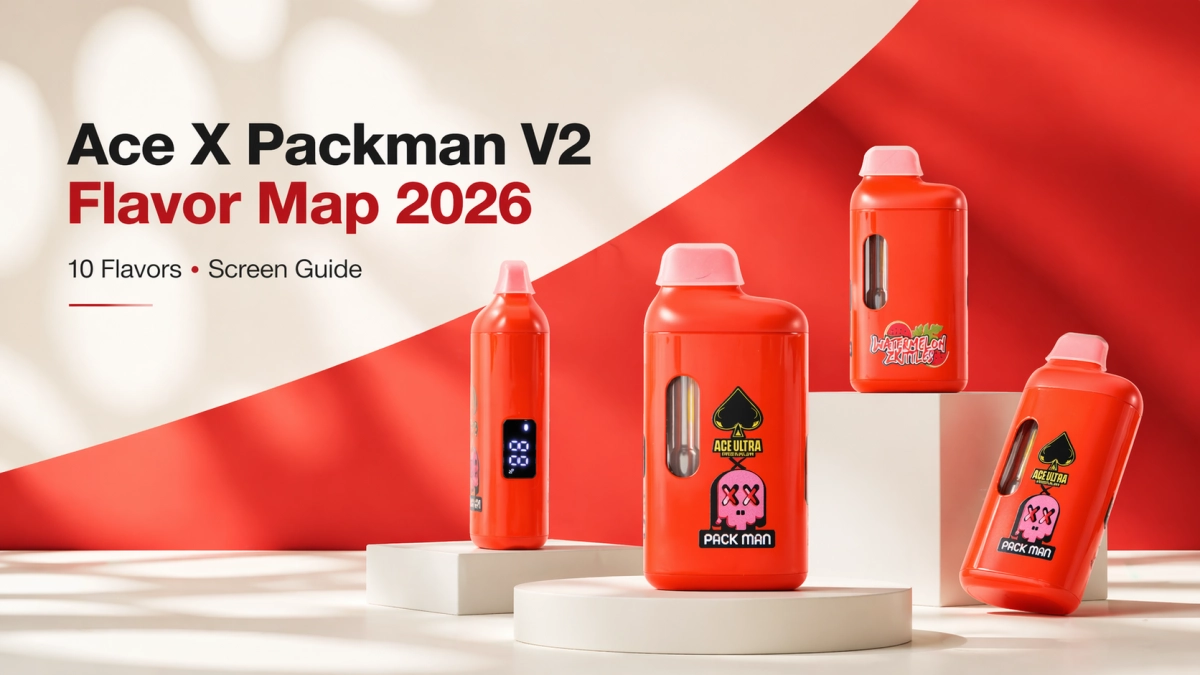 Ace X Packman V2 flavor map with 10 flavors and screen-based version guide, empty only