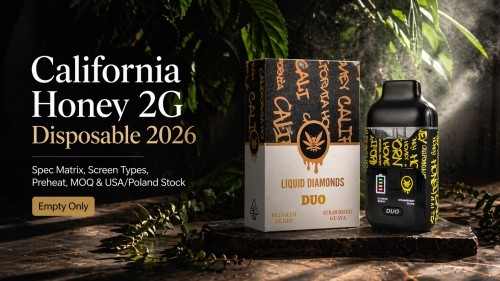 California Honey 2G Disposable: Screen, MOQ & USA/Poland Stock Guide