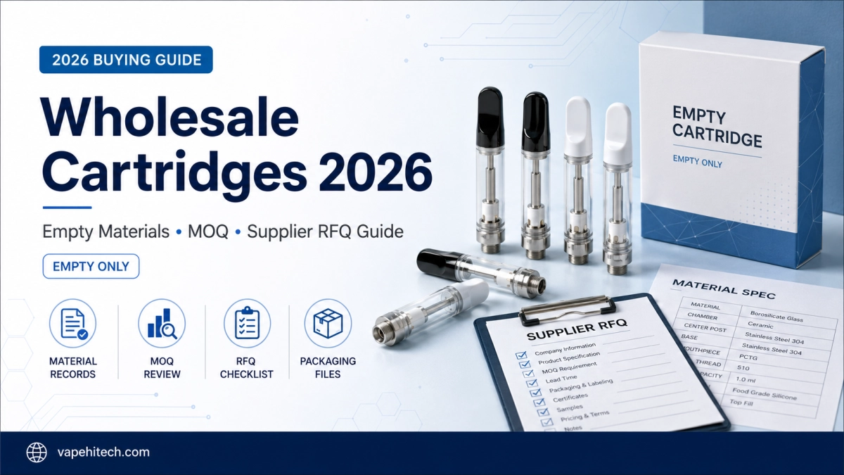 Wholesale cartridges 2026 empty only material records MOQ RFQ checklist and supplier sourcing guide