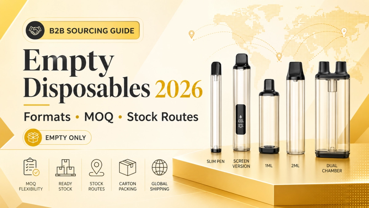Empty disposable vape formats, MOQ tiers and stock route checklist for B2B buyers