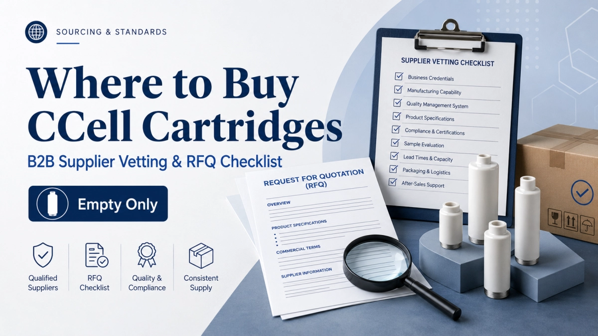 B2B sourcing checklist for where to buy CCell cartridges with RFQ, supplier vetting, empty only QC, and packaging proof records