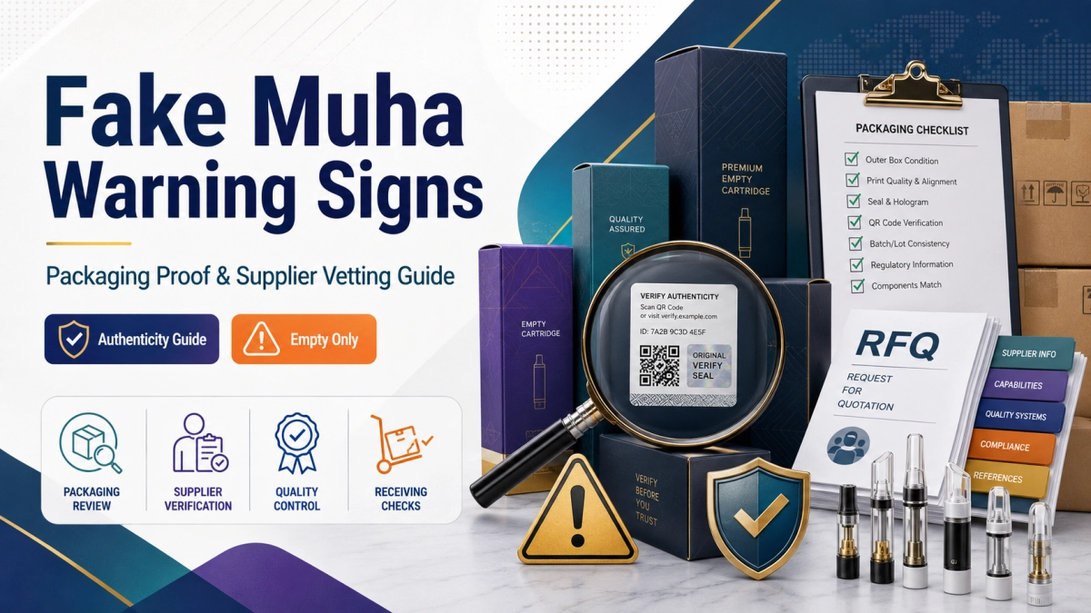 Fake Muha packaging proof and supplier verification checklist for empty only B2B sourcing and receiving review