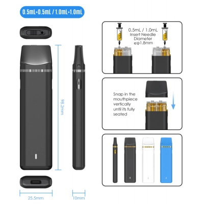 1g Dual Chamber Disposable Vape 0.5+0.5ml Switch Design Wholesale 1ml YX008 02