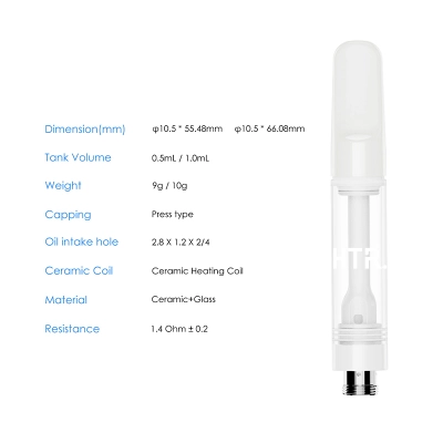 Empty 0.5ml THC Vape Carts 0.5g Full Ceramic Cartridges Wholesale FC002 02