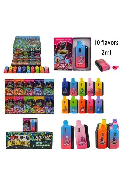 USA STOCK Gas house x Packwoods V2 with full led screen 2g Disposable Vape Pen 200pcs 01
