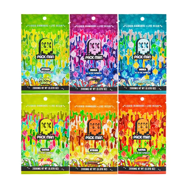 packman 2g disposable live resin with screen package bags 