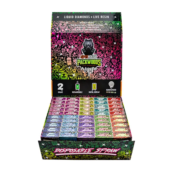 gas house x packwoods 2g disposable with whole led screen