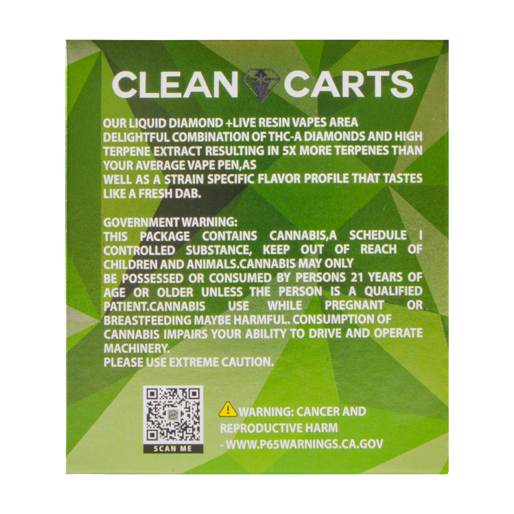  clean carts disposable 2g diamond green box 