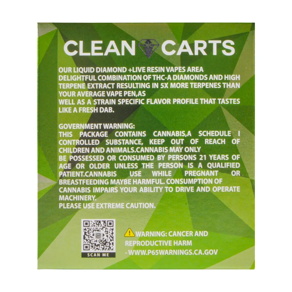  clean carts disposable 2g diamond green box 