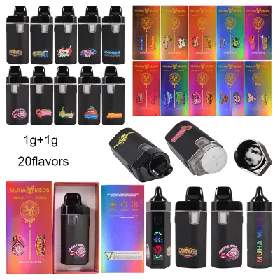 muha meds 2g dual chamber disposable vape 1g+1g with screen 01